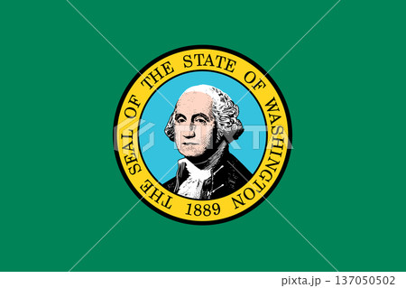 Washington state flag 3-2 ratio. Part of The United States of America. Clean design for print, web, or educational use. Vector illustration. Washington state flag 3-2 ratio. Part of The United States of America. Clean design for print, web, or educational use. Vector illustration. 137050502