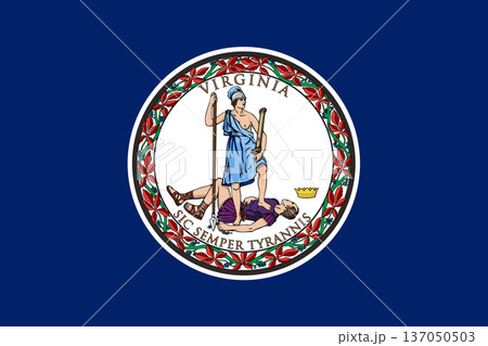 Virginia state flag 3-2 ratio. Part of The United States of America. Clean design for print, web, or educational use. Vector illustration. Virginia state flag 3-2 ratio. Part of The United States of America. Clean design for print, web, or educational use. Vector illustration. 137050503