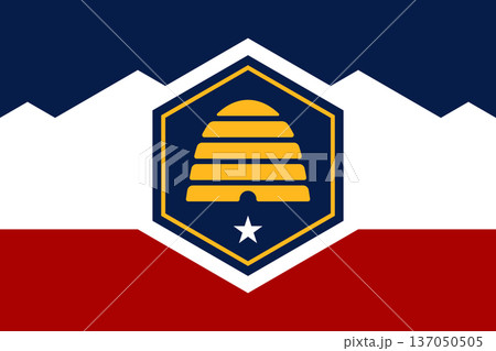 Utah state flag 3-2 ratio. Part of The United States of America. Clean design for print, web, or educational use. Vector illustration. Utah state flag 3-2 ratio. Part of The United States of America. Clean design for print, web, or educational use. Vector illustration. 137050505