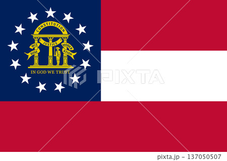 Georgia state flag 3-2 ratio. Part of The United States of America. Clean design for print, web, or educational use. Vector illustration. 137050507