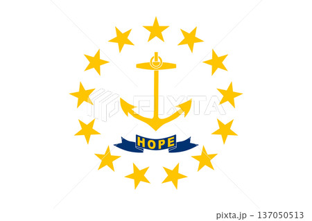 Rhode Island state flag 3-2 ratio. Part of The United States of America. Clean design for print, web, or educational use. Vector illustration. 137050513