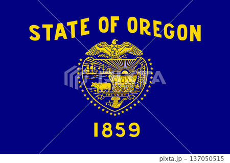 Oregon state flag 3-2 ratio. Part of The United States of America. Clean design for print, web, or educational use. Vector illustration. 137050515