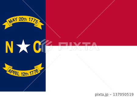 North Carolina state flag 3-2 ratio. Part of The United States of America. Clean design for print, web, or educational use. Vector illustration. 137050519