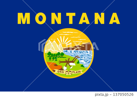 Montana state flag 3-2 ratio. Part of The United States of America. Clean design for print, web, or educational use. Vector illustration. Montana state flag 3-2 ratio. Part of The United States of America. Clean design for print, web, or educational use. Vector illustration. 137050526