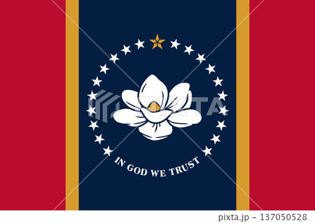 Mississippi state flag 3-2 ratio. Part of The United States of America. Clean design for print, web, or educational use. Vector illustration. 137050528