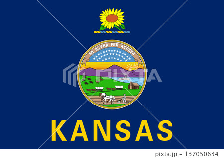Kansas state flag 3-2 ratio. Part of The United States of America. Clean design for print, web, or educational use. Vector illustration. 137050634