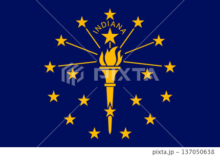 Indiana state flag 3-2 ratio. Part of The United States of America. Clean design for print, web, or educational use. Vector illustration. Indiana state flag 3-2 ratio. Part of The United States of America. Clean design for print, web, or educational use. Vector illustration. 137050638