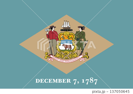 Delaware state flag 3-2 ratio. Part of The United States of America. Clean design for print, web, or educational use. Vector illustration. Delaware state flag 3-2 ratio. Part of The United States of America. Clean design for print, web, or educational use. Vector illustration. 137050645