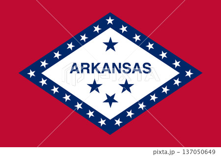 Arkansas state flag 3-2 ratio. Part of The United States of America. Clean design for print, web, or educational use. Vector illustration. 137050649