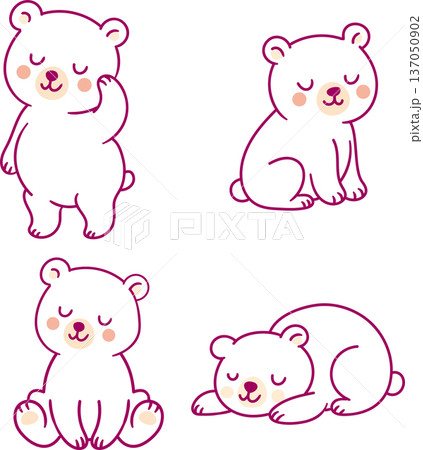 Cute cartoon sleeping bears. Set of Baby Teddy Bear Cute cartoon sleeping bears. Set of Baby Teddy Bear 137050902