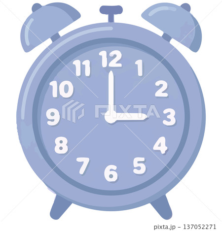 午後3時を指す、ぽかぽかした色合いのカラフルな目覚まし時計のセットです。おやつの時間や仕事の休憩 137052271