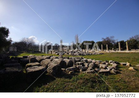 Excavations of the Temple of Hekate in Lagina Ancient City and Ancient columns Yatagan Mugla Turkey Excavations of the Temple of Hekate in Lagina Ancient City and Ancient columns Yatagan Mugla Turkey 137052772