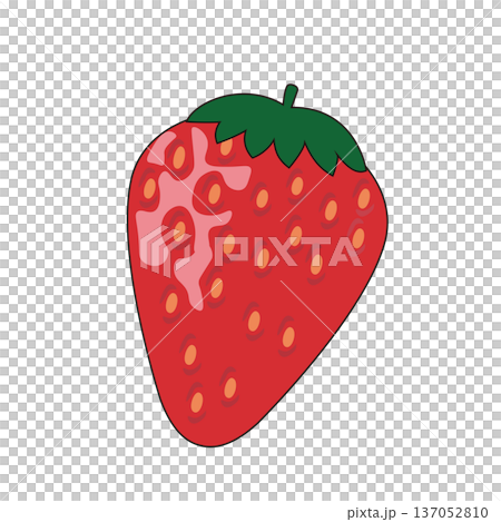 立体感のある赤い苺とヘタのイラスト素材 137052810