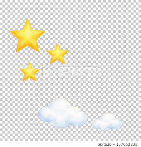 水彩風格星雲插畫，夜空奇幻剪紙PNG格式 137052833