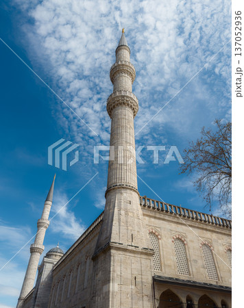 Morning Glow on Traditional Minaret with Geometric Details 137052936