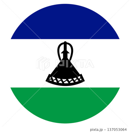 Flag of Lesotho isolated in circle shape. 137053064