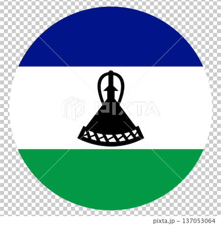 Flag of Lesotho isolated in circle shape. 137053064