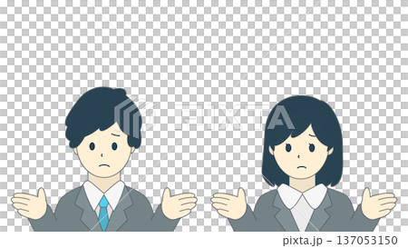 Business men and women - Set of office workers explaining with troubled faces (front illustration material) Business men and women - Set of office workers explaining with troubled faces (front illustration material) 137053150