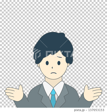 A businessman explaining with a troubled face (front illustration material) A businessman explaining with a troubled face (front illustration material) 137053153