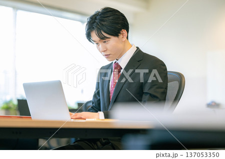 パソコンを使うビジネスマン 137053350