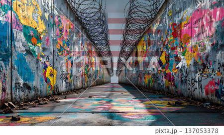 分断と自由を象徴する終わりなき都市空間 137053378