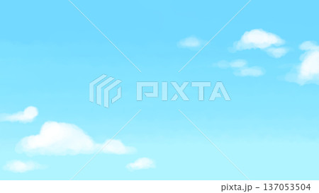 青空・爽やかな晴天の背景　手描きイラスト素材 137053504