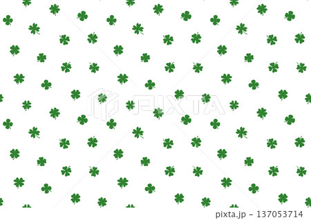 Simple ditsy four leaf clover vector seamless pattern, cute green and white background for spring and summer designs Simple ditsy four leaf clover vector seamless pattern, cute green and white background for spring and summer designs 137053714