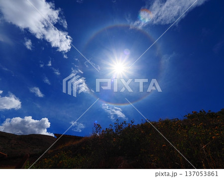 太陽の周りにかかる虹日暈(ハロ) 太陽の周りにかかる虹日暈(ハロ) 137053861