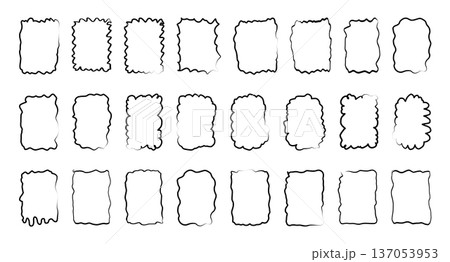 Set of monochrome black wavy frames. Mixed rectangle labels and soft borders for text highlights, title blocks minimal Set of monochrome black wavy frames. Mixed rectangle labels and soft borders for text highlights, title blocks minimal 137053953