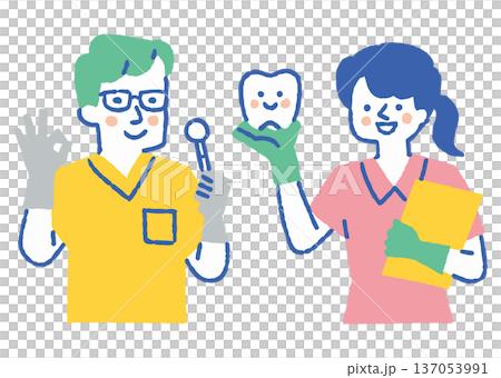 醫護人員指導牙科檢查_彩色 137053991