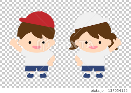 一群微笑的男孩女孩舉起手,幼兒園,托兒所,幼兒園小朋友,體操服,問候,插圖 一群微笑的男孩女孩舉起手,幼兒園,托兒所,幼兒園小朋友,體操服,問候,插圖 137054133