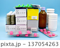 Manufacturing date and expiry date on some pharmaceutical packaging. 137054263