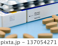 Manufacturing date and expiry date on some pharmaceutical packaging. 137054271