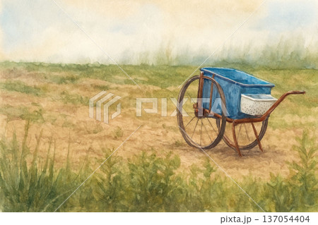 アスパラガス畑と荷車 137054404