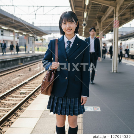 電車を待つ女性 137054529