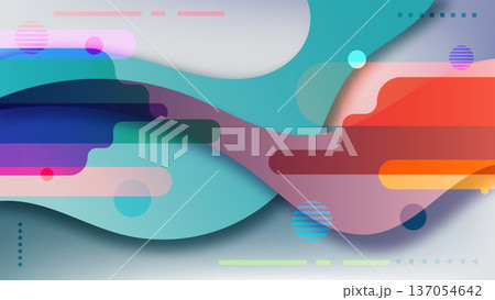 Abstract fluid background with teal and coral organic waves and geometric pill shapes in 3d layered vector style for modern web design and vibrant backdrops Abstract fluid background with teal and coral organic waves and geometric pill shapes in 3d layered vector style for modern web design and vibrant backdrops 137054642