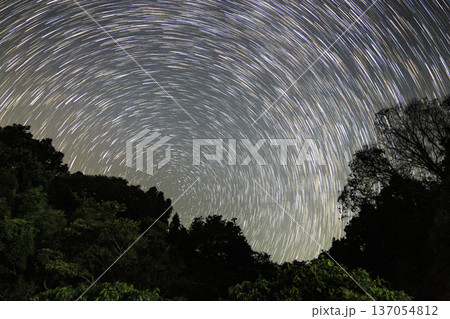 初夏の星景写真　北の空の星の軌跡 137054812