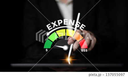 Expense control gauge showing low to high spending level Latch Expense control gauge showing low to high spending level Latch 137055097