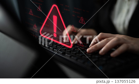 Cybersecurity warning icon with glowing red alert symbol Latch Cybersecurity warning icon with glowing red alert symbol Latch 137055126