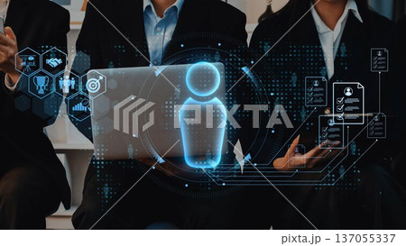 Professional Team Collaborating on Business Strategy with Digital Interface Visualizing Data and Information in Modern Office Space. Raster Professional Team Collaborating on Business Strategy with Digital Interface Visualizing Data and Information in Modern Office Space. Raster 137055337