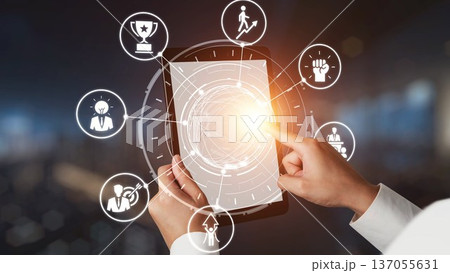 Leadership icons symbolize teamwork, vision, and decision-making. Gist Leadership icons symbolize teamwork, vision, and decision-making. Gist 137055631