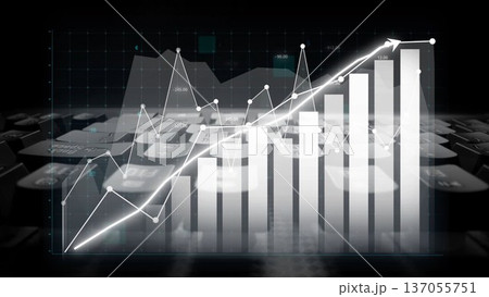 Digital Financial Analysis with Growing Graph Trends and Data Visualization on a Calculator Background for Business Insights and Economic Growth Copula 137055751