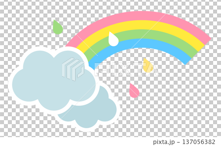 A simple illustration of clouds, rain, and a rainbow A simple illustration of clouds, rain, and a rainbow 137056382