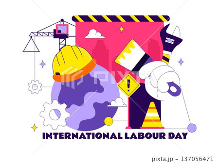 International Labour Day Vector Illustration on 1 May Featuring Diverse Professions and Appreciation Message Honoring Workers Dedication in Background 137056471