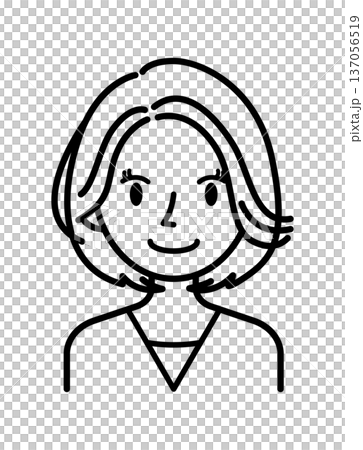 ベクターイラスト素材：笑顔の若い女性アイコン 137056519