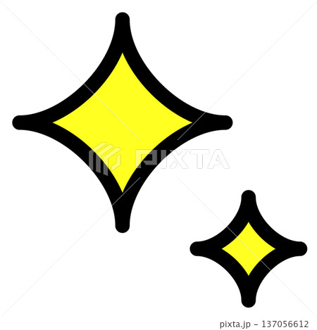 キラキラ、ピカピカ、星のアイコン、装飾（黄色） 137056612