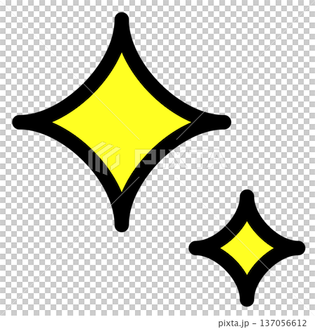 キラキラ、ピカピカ、星のアイコン、装飾（黄色） 137056612