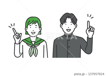 指をさす,学生男女 137057024