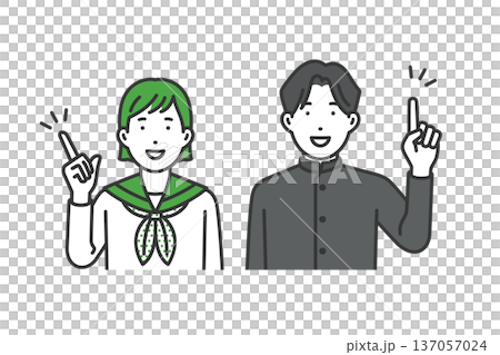 指をさす,学生男女 137057024