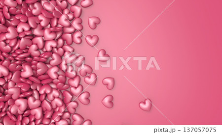 山積みのかわいいハート背景CG　(セール,バナー,プロモーション) 137057075